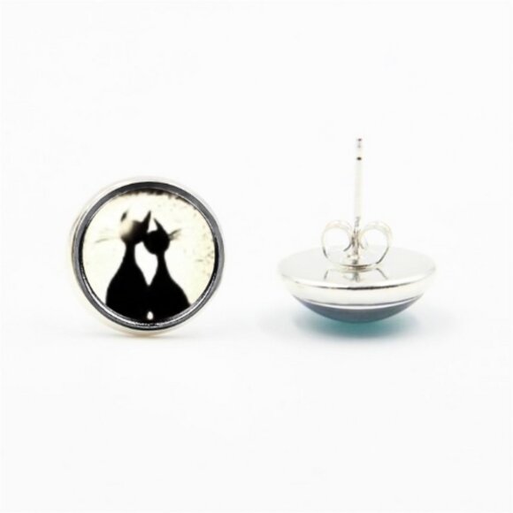 Happy Cats Glass Cabochon Post Earrings - Picture 3 of 4